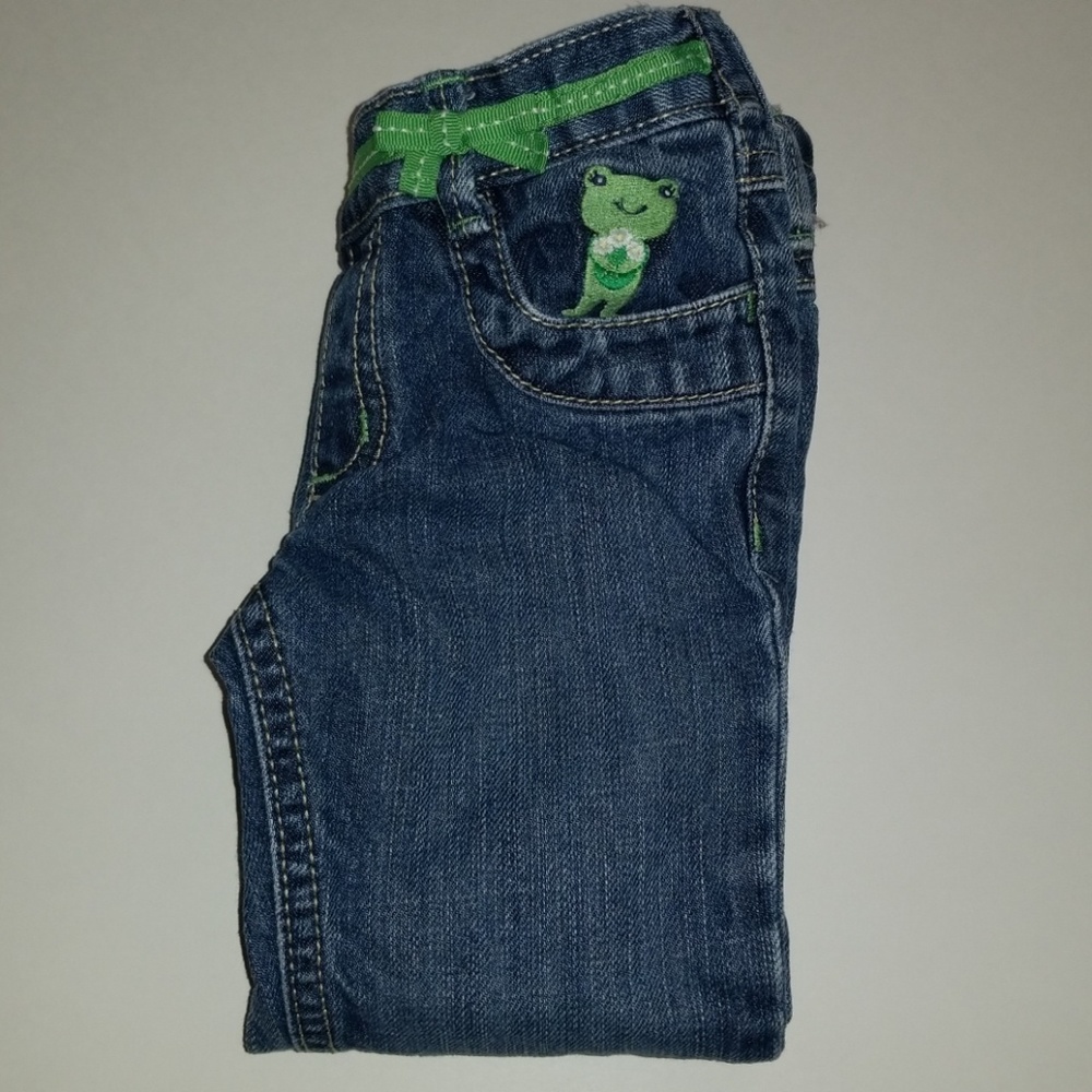 Jean's with cute frog and ribbon embellishment